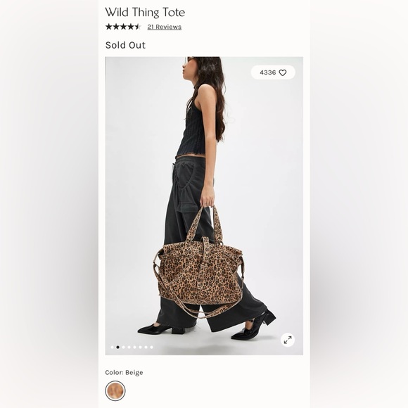 Free People Wild Thing Leather Tote Beige Combo - Picture 11 of 12